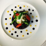 Riso Violet Risodinori con zafferano e bianco nero di seppia- Chef Andrea Marucco Trattoria del Soggiorno Gattinara