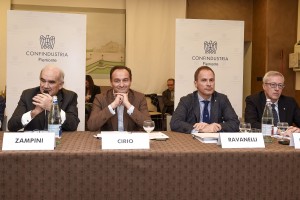 Foto LaPresse/Nicolò Campo  21/10/2019 Torino (Italia)  Cronaca Confindustria - Politica, Territorio e Imprese per lo sviluppo del Nord-Ovest Nella foto: Giuseppe Zampini, Alberto Cirio, Fabio Ravanelli, Paolo Balistreri Photo LaPresse / Nicolò Campo 21/10/2019 Turin (Italy) News Confindustria - Politics, Territory and Enterprises for the development of the North-West In the picture: Giuseppe Zampini, Alberto Cirio, Fabio Ravanelli, Paolo Balistreri